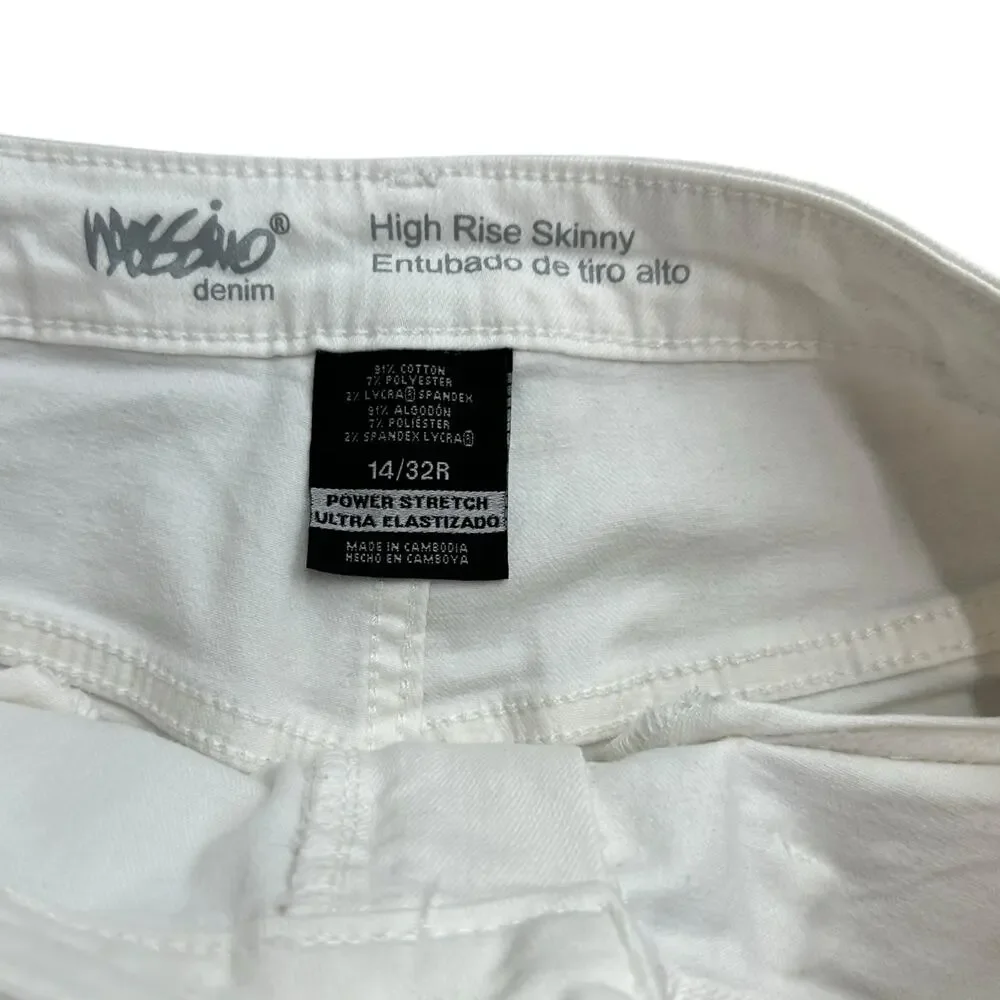 Massimo High Rise Skinny White Denim Stretch Jean Shorts Cuffed Size 14 - Picture 3 of 4